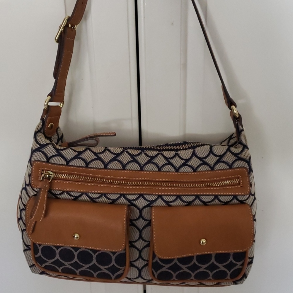 Nine West tan and blue Pocket book